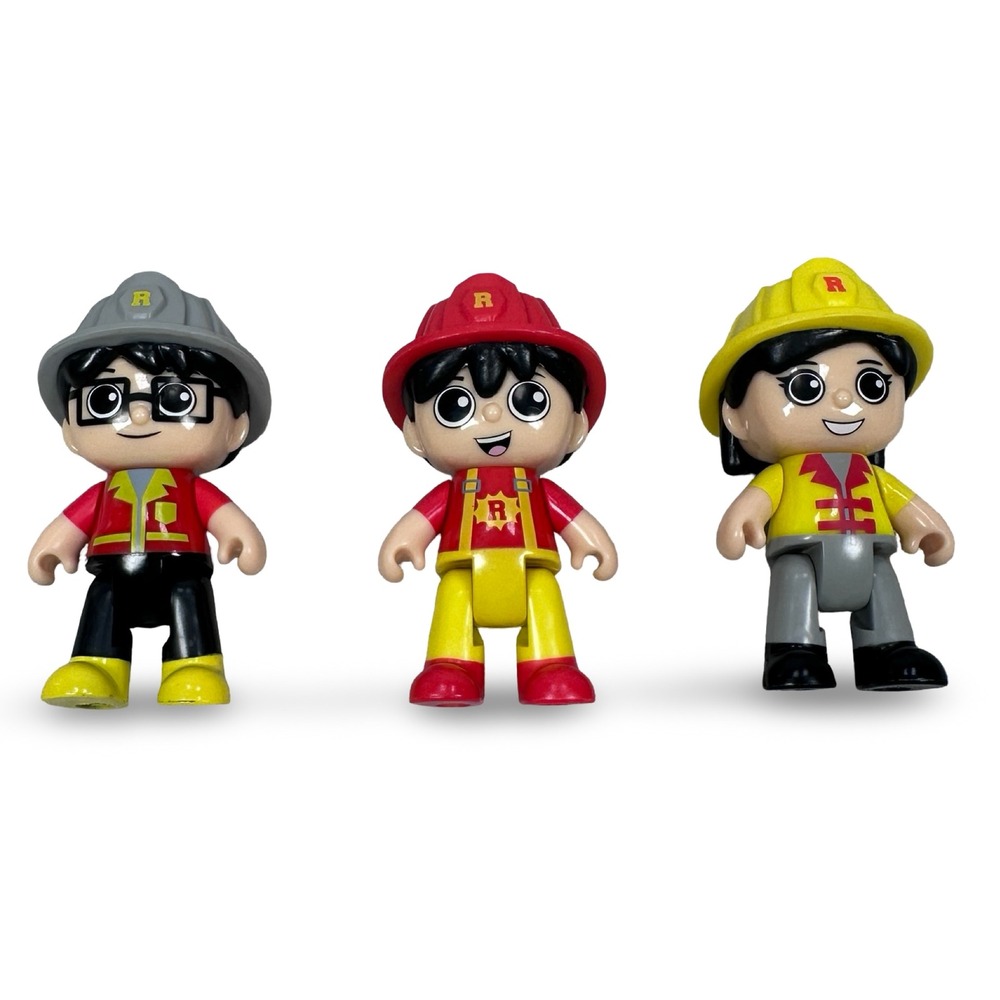 Ryans World Firefighter Rescue Squad 3 Inch Action Figure Set 3pc 2019 Gray Red